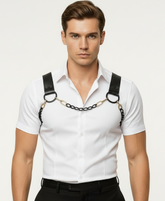 Black Leather Dogwood with Black Chain Male