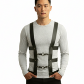 Leather Grid Harness Vest
