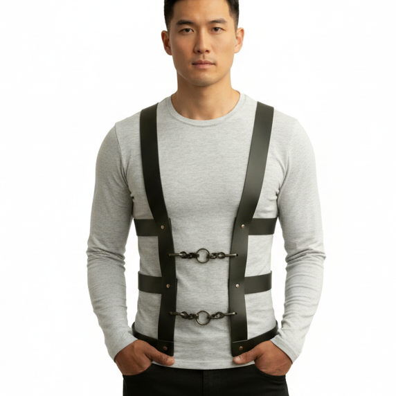 Leather Grid Harness Vest