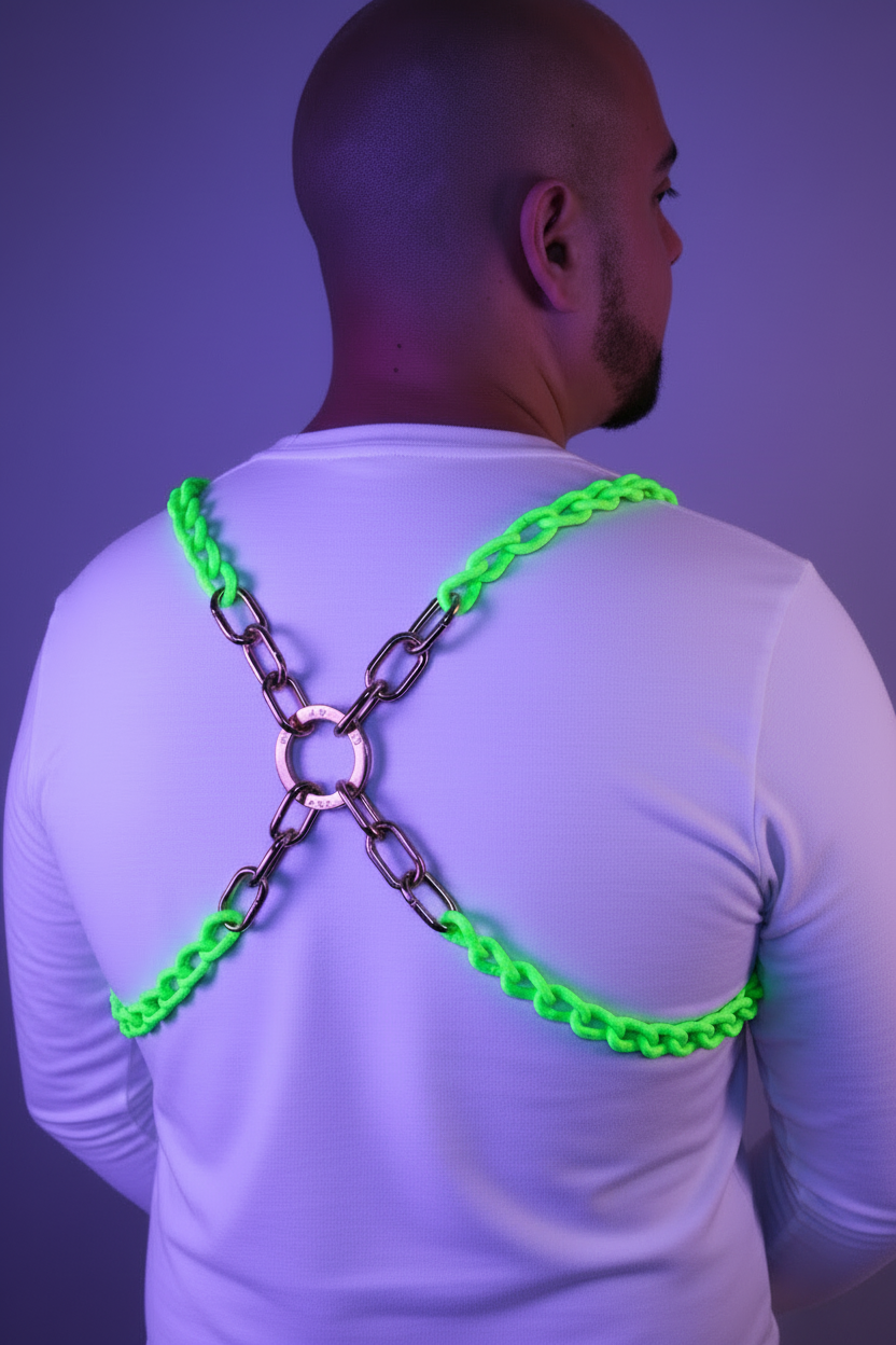 Hartness Chain Lime Green H - Cross Back Chain Harness / Overlay with Ring – Lincs
